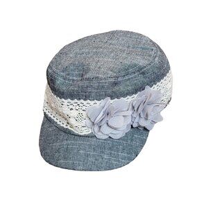 Relativity Gray Floral Lace Hat One Size Fits Most